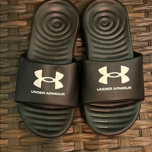 Under Armour Black Slides with White Logo
